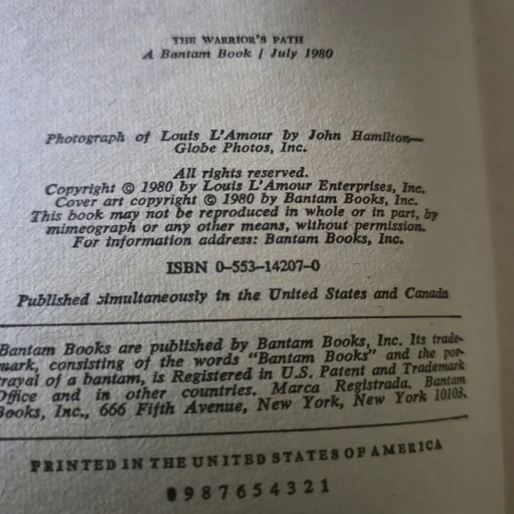 Louis L’Amour The Warrior's Path 1980 Paperback The Sacketts #15 First Edition - Picture 3 of 8